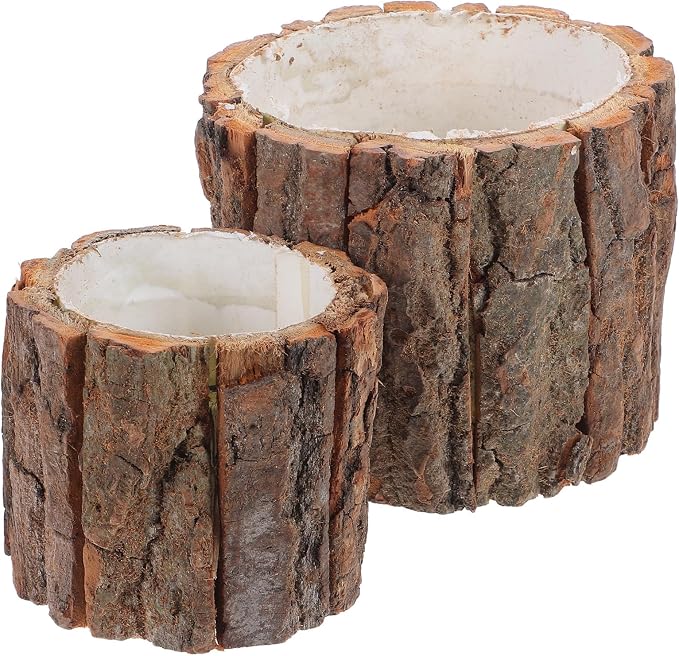 ARTIBETTER Bark Planter Pot 2pcs Wood Bark Pot Natural Log Succulent Planter by ARTIBETTER