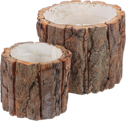 ARTIBETTER Bark Planter Pot 2pcs Wood Bark Pot Natural Log Succulent Planter by ARTIBETTER