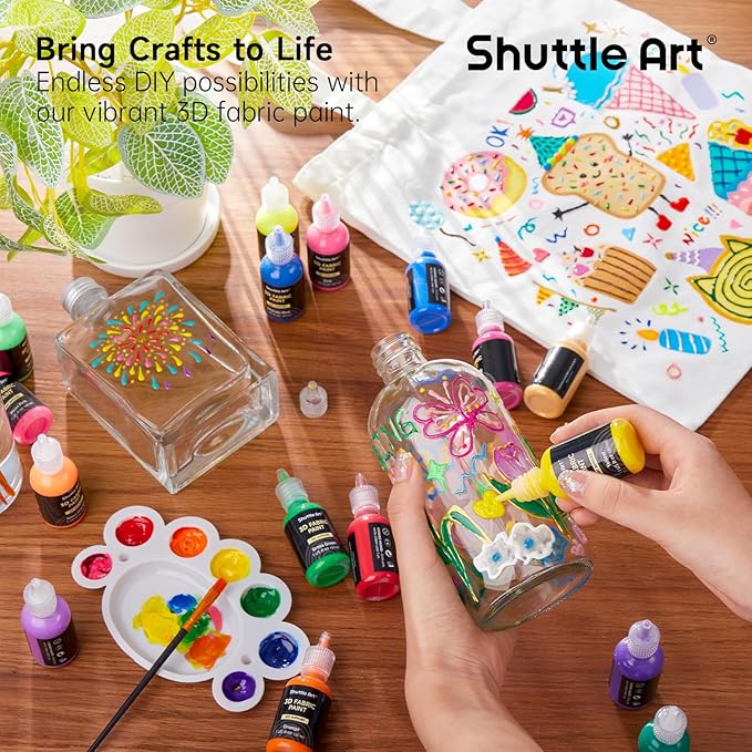 Shuttle Art Fabric Paint, 24 Colors 3D Permanent Paint - Image 6