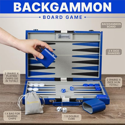 Backgammon Sets for Adults – 15-Inch PU Leather Board Game – Classic 2-Player - Image 2
