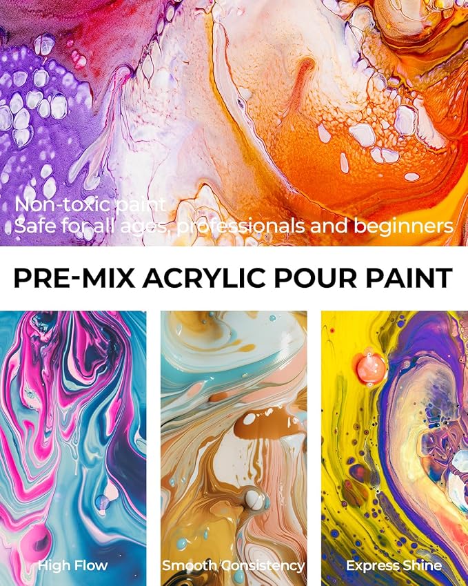 Nicpro 8 Colors Large Bulk Acrylic Pour Paint Set Premixed High Flow Art - Image 5