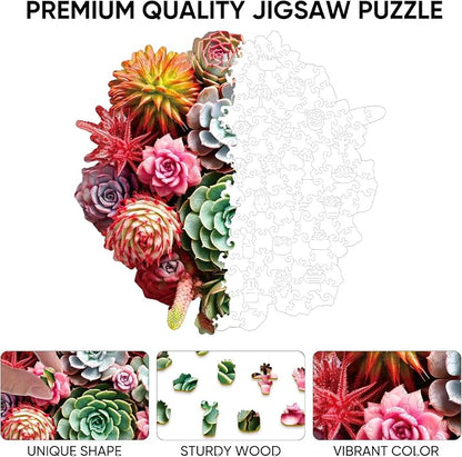 Wooden Puzzles for Adults 500 Piece, Colorful Succulent Puzzle for Mom - Image 5