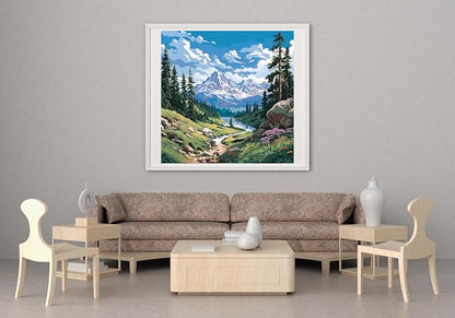 14CT Counted Cross Stitch Kits for Adults Mountain Flowers Stamped Cross Stitch - Image 3
