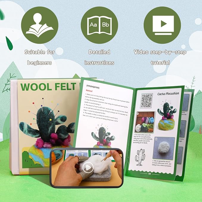 Yizzvb Needle Felting Kit for Beginners Adults, Complete Plant Wool Felting Set - Image 5