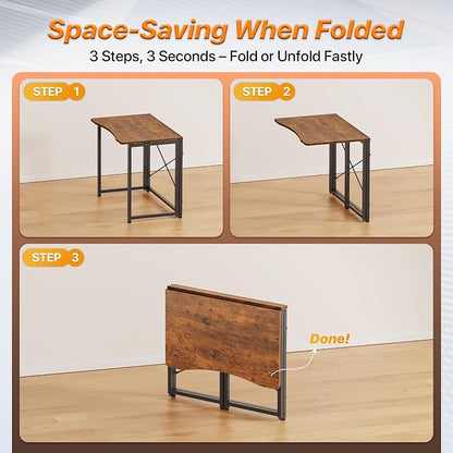 Huuger Folding Desk for Small Spaces, 31.5 Inch Foldable Computer Table - Image 7
