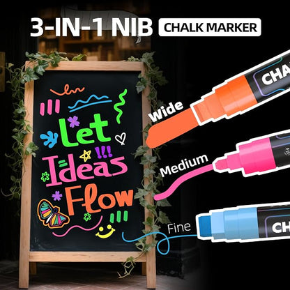 WUO Window Chalk Markers, 12 Colors Car Markers, 10mm 3-In-1 Jumbo Wide Nib - Image 3