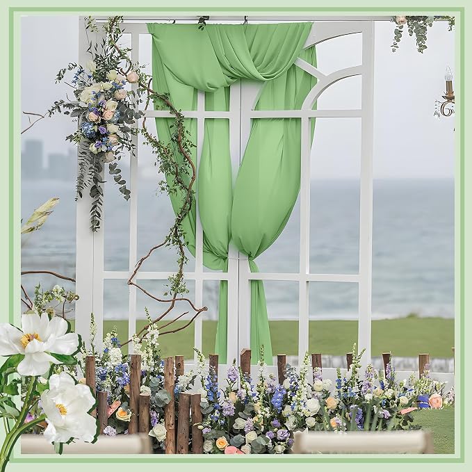 Horbaunal Dusty Sage Chiffon Fabric by The Yard, 10 Yard Continuous Sheer - Image 6