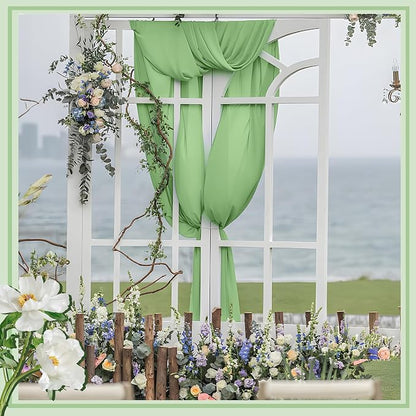 Horbaunal Dusty Sage Chiffon Fabric by The Yard, 10 Yard Continuous Sheer - Image 6