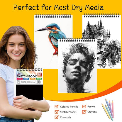 WINNER 9" x 12" Sketch Book 4 Pack, 400 Sheets Spiral Bound Art Sketchbook - Image 5