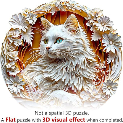 Wooden Puzzles Adults, 3D Cute Cat Wooden Puzzles 100 Pieces, Unique Animal - Image 3