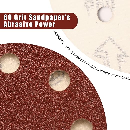 60 Grit 5 Inch Sanding Discs Hook and Loop Sandpaper - Image 2