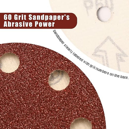 60 Grit 5 Inch Sanding Discs Hook and Loop Sandpaper - Image 2