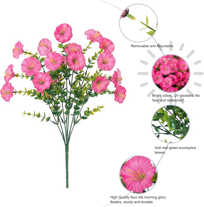 Artificial Flowers Fake Plants for Outdoors Decoration, 12 Bundles Pink Silk - Image 7