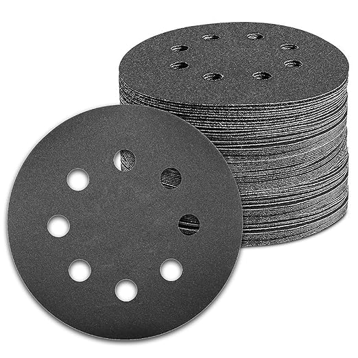100 Pcs 5 inch Wet Dry Sanding Discs Grit 800 Hook and Loop 8 Hole Silicon by Pukamam