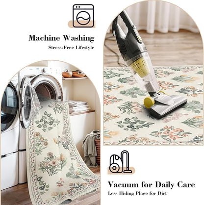 Wonnitar Floral Washable 8X10 Area Rugs, Soft Large Rugs - Image 5