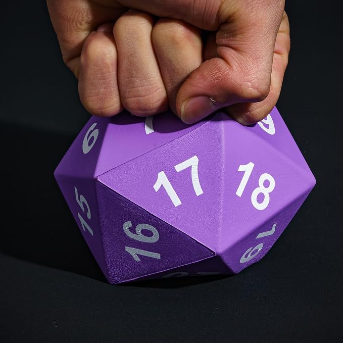 Large Foam D20 Dice, 80mm Purple 20 Sided Dice D&D Polyhedral Set - Image 4