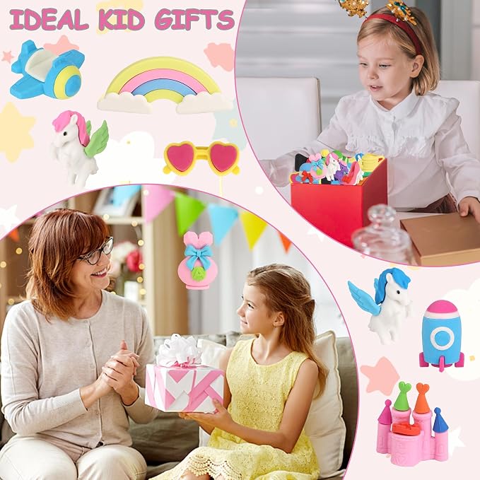 72 Pcs Erasers for Kids, Mini Pencil Eraser Bulk Classroom Prizes, Fun Puzzle - Image 4