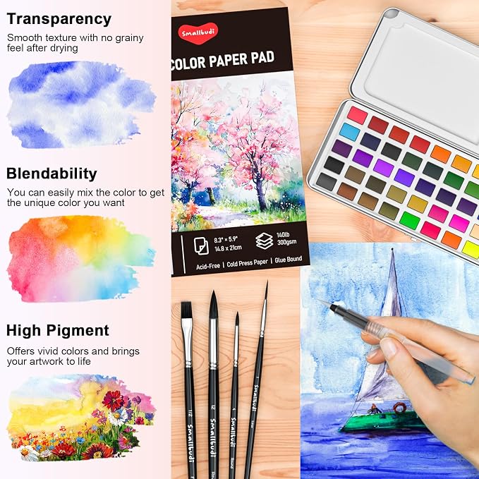 Watercolor Paint Set 50 Colors Including Metallic, Watercolor Kit - Image 3