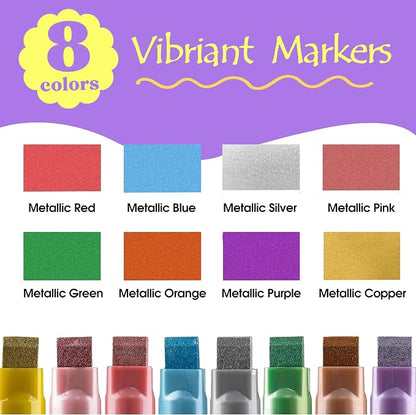 Window Chalk Markers for Cars Glass Washable, 8 Colors Metallic Jumbo Liquid - Image 2