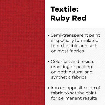 Jacquard Ruby RED Textile Color Paint - Image 2