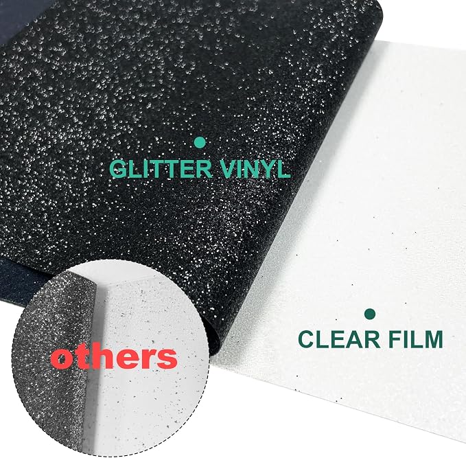 Black Glitter HTV Heat Transfer Vinyl Rolls- 10" x 8ft. Glitter HTV Black - Image 3