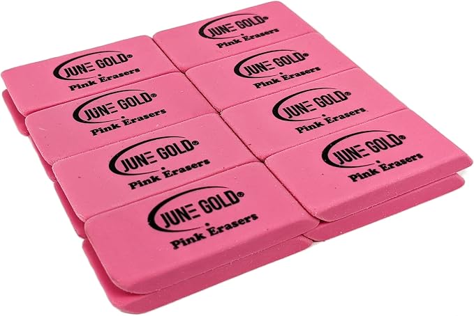 June Gold 16 Pink Rubber Erasers - Image 3