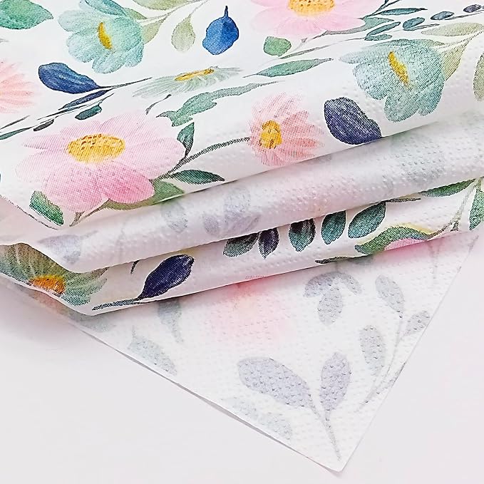 Paper Napkins 80 Pack 2 Ply Floral Beverage Luncheon Dinner Paper Napkins - Image 3
