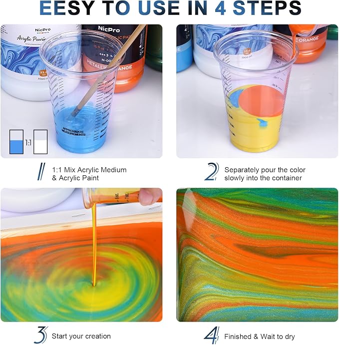 Nicpro Pouring Medium for Acrylic Paint 8.45oz / 250ml, Acrylic Paint Thinner - Image 5