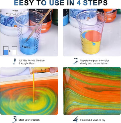 Nicpro Pouring Medium for Acrylic Paint 8.45oz / 250ml, Acrylic Paint Thinner - Image 5