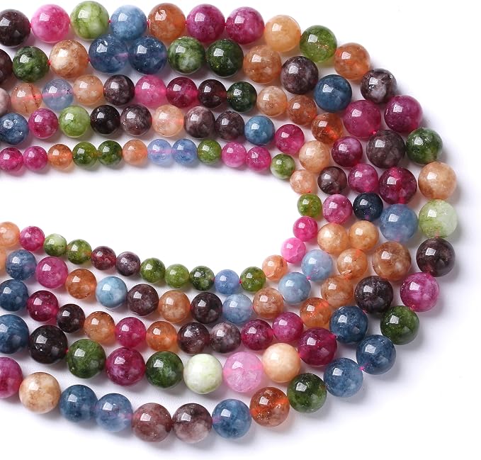 36pcs 10mm Natural Colorful Tourmaline Jade Stone Beads Round Loose Crystal - Image 3