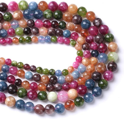 36pcs 10mm Natural Colorful Tourmaline Jade Stone Beads Round Loose Crystal - Image 3
