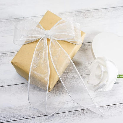 CT CRAFT LLC Sheer Organza Wired Ribbon 1.5" x 50Yards White - Image 8