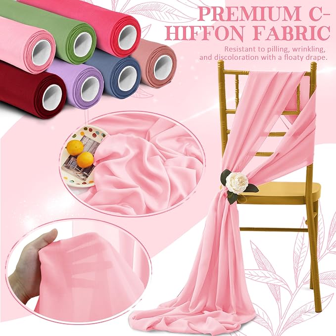 Horbaunal Light Pink Chiffon Fabric by The Yard, 10 Yard Continuous Sheer - Image 5