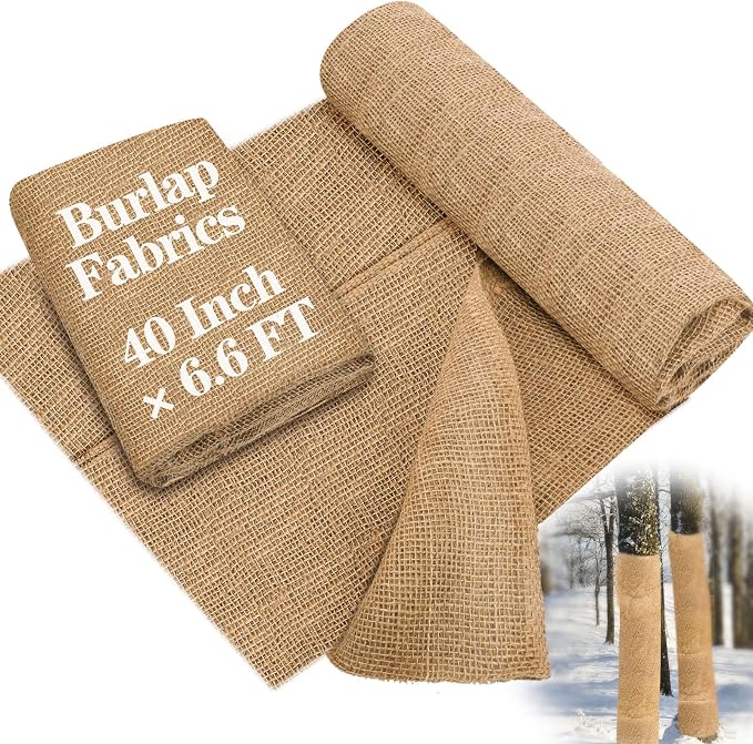 Buryeah 40 Inch x 6.6 ft Burlap Fabrics Roll Natural Jute Burlap Garden Tree by Buryeah