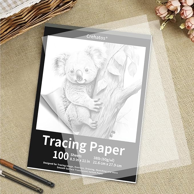 Crehatos 8.5" x 11" Tracing Paper, Translucent Tracing Pad, 100 Sheets - Image 6