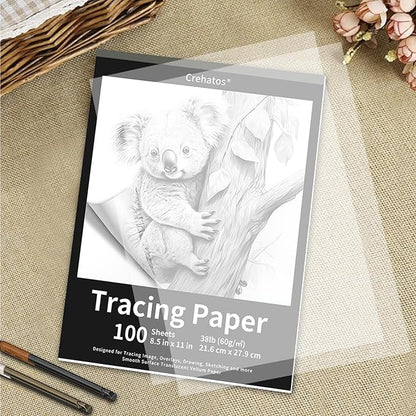 Crehatos 8.5" x 11" Tracing Paper, Translucent Tracing Pad, 100 Sheets - Image 6