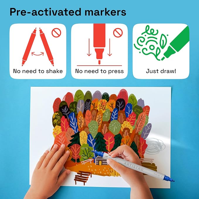ARTISTRO 24 Dual Tip Brush + Fine Acrylic Paint Markers - Image 7