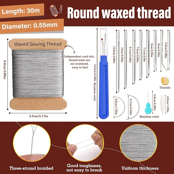 Upholstery Repair Kit, Thread Repair Sewing Kit and Upholstery Needle, 3 Colors - Image 2