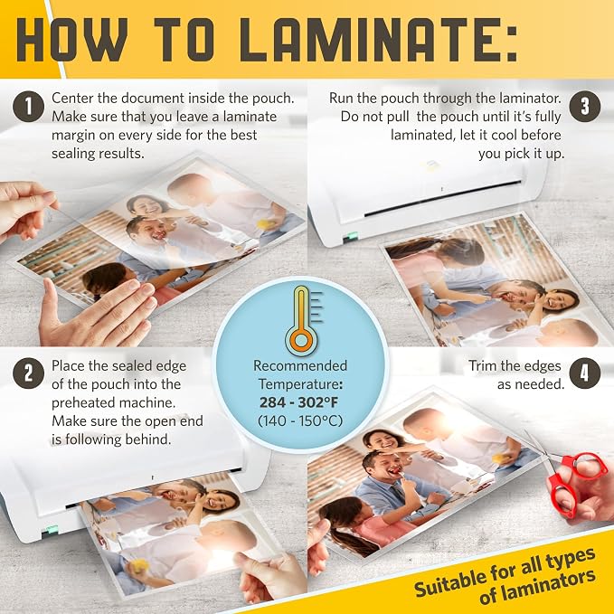 50 Pack Thermal Laminating Pouches 9” x 14.5”, 3 Mil Thick, Suited - Image 7