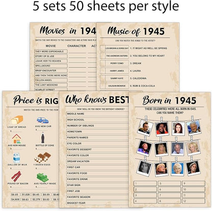 80th Birthday Party Games, Born in 1945 Games Bundle, Birthday Party Supplies - Image 4