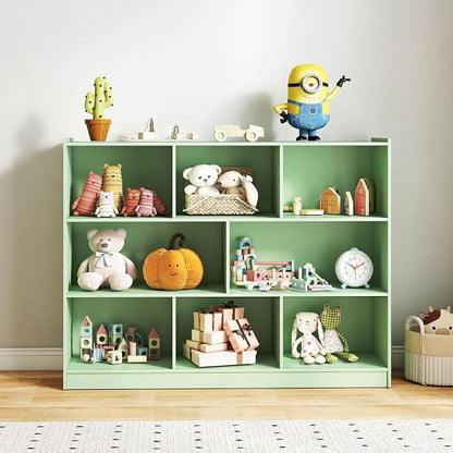 KOTEK Toy Storage Organizer, 5 Cubby Kids Bookshelf, Wooden 3-Tier Bookcase - Image 8