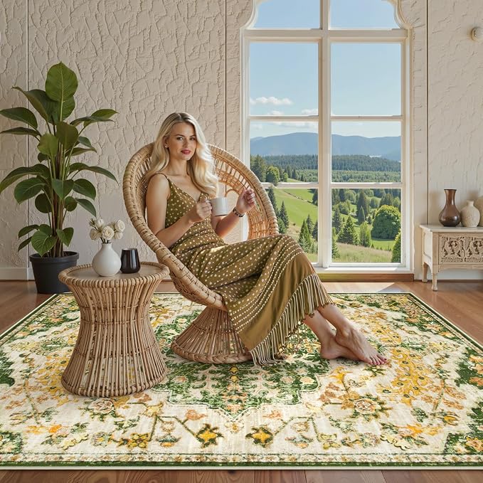 Lahome Bohemian Floral Medallion Area Rug - Image 3