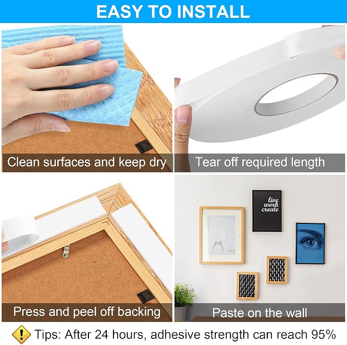 ToLanbbt Double Sided Foam Tape 0.5In x 20FT, Mounting Tape Heavy Duty - Image 5