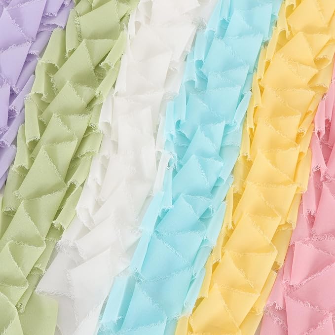 TONIFUL 6 Rolls Macarons Set Chiffon Ribbon 1 1/2 inch× 5 Yards Ribbon Fabric - Image 3