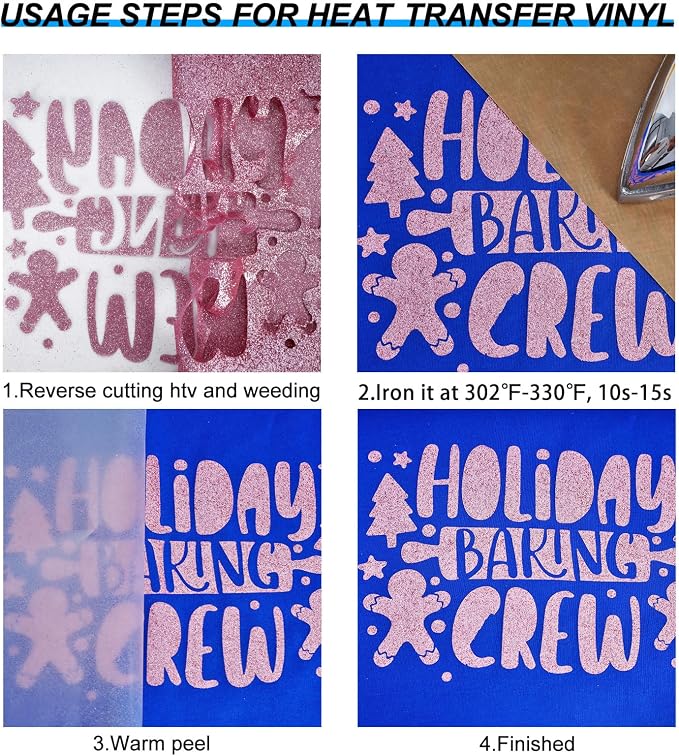 FUNKAKA Glitter Pink HTV Heat Transfer Vinyl Rolls - Image 4