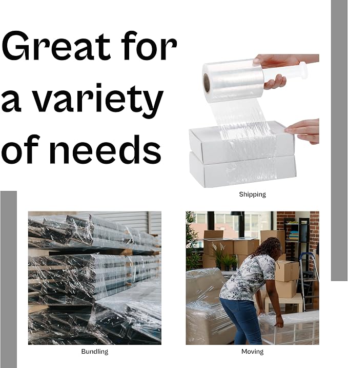 PSBM Mini Stretch Wrap with Handle, 12 Pack, 4 Inch x 650 Feet, 100 Gauge - Image 9