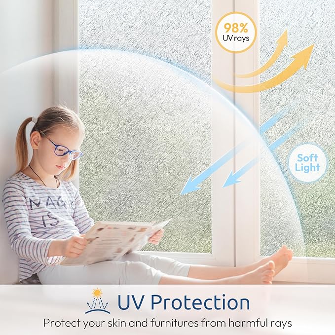 rabbitgoo Window Privacy Film Frosted Glass Film, Decorative Cling UV Sun - Image 4