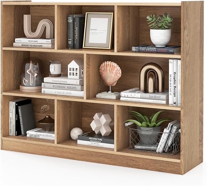 Giantex 8 Cube Bookcase, Freestanding 3-Tier Open Bookshelf, Modern Storage by Giantex