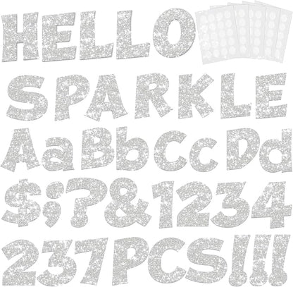 237 Pcs Glitter Bulletin Board Letters, Numbers and Punctuation, Poster Board by xiheer