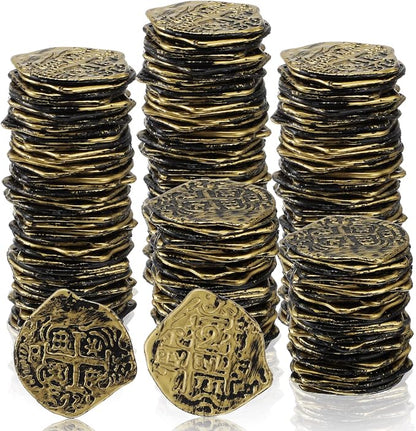 Hanaive 100 Pcs Pirate Coins Plastic Kids Fake Play Coins Replica Spanish by Hanaive